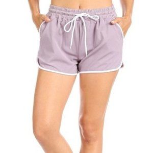 Purple and White Track Shorts with Pockets